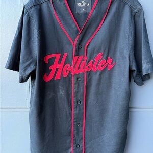 Hollister Men's Black Jersey with Red Details